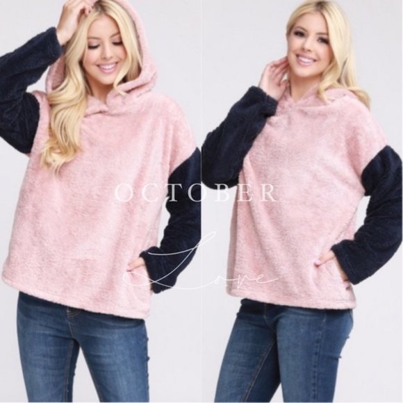 Private Label Tops - New PLUS Soft and Warm Hoodies in Pink/Blue